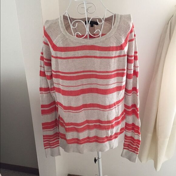 Sanctuary orange striped lightweight knit sweater size L 100% cotton - Picture 1 of 9